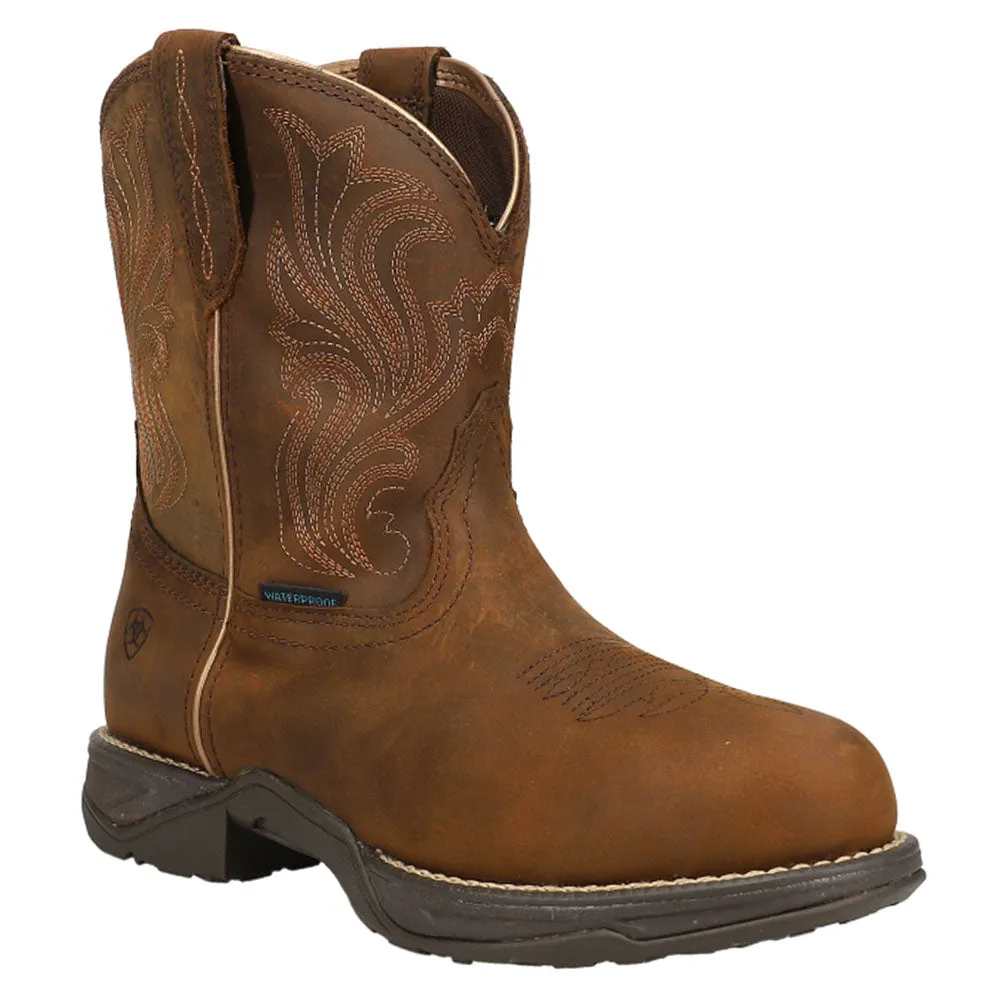 Anthem Shortie H20 Embroidery Round Toe Pull On Cowboy Boots