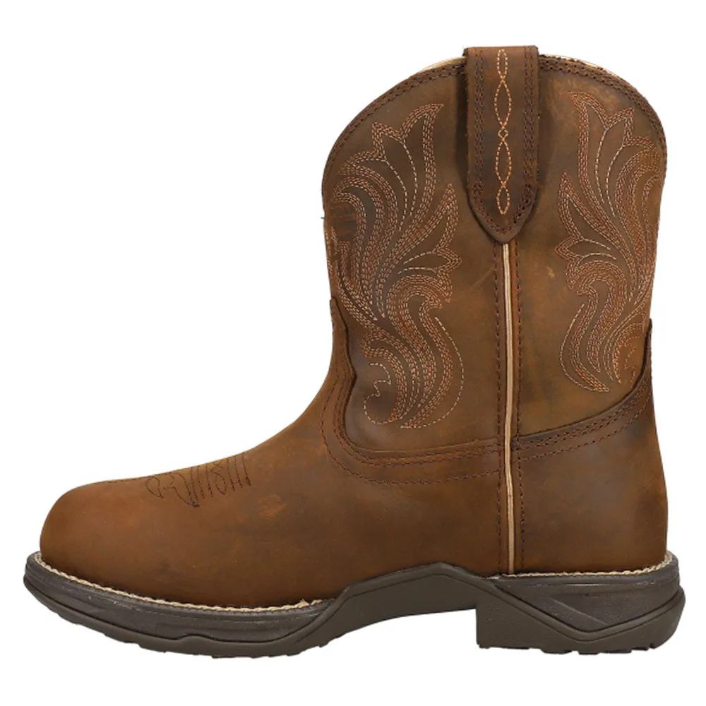 Anthem Shortie H20 Embroidery Round Toe Pull On Cowboy Boots