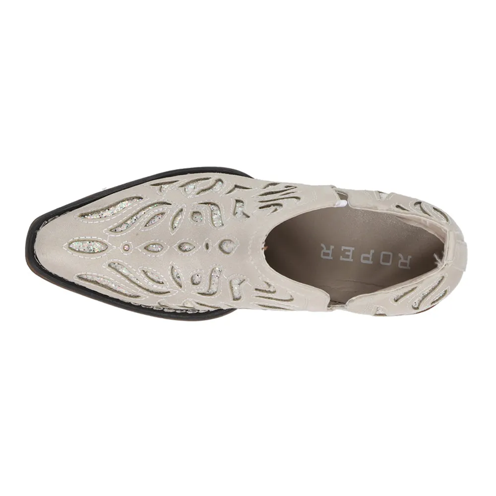 Ava Glitz Tooled-Inlay Snip Toe Pull On Cowboy Booties