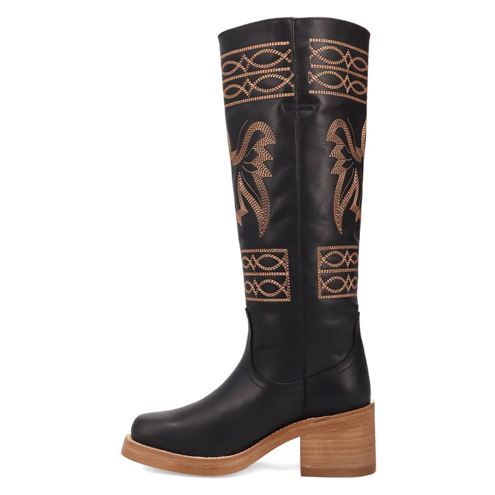 Avalon Embroidered Round Toe Pull On Cowboy Boots