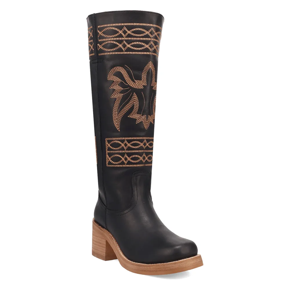 Avalon Embroidered Round Toe Pull On Cowboy Boots