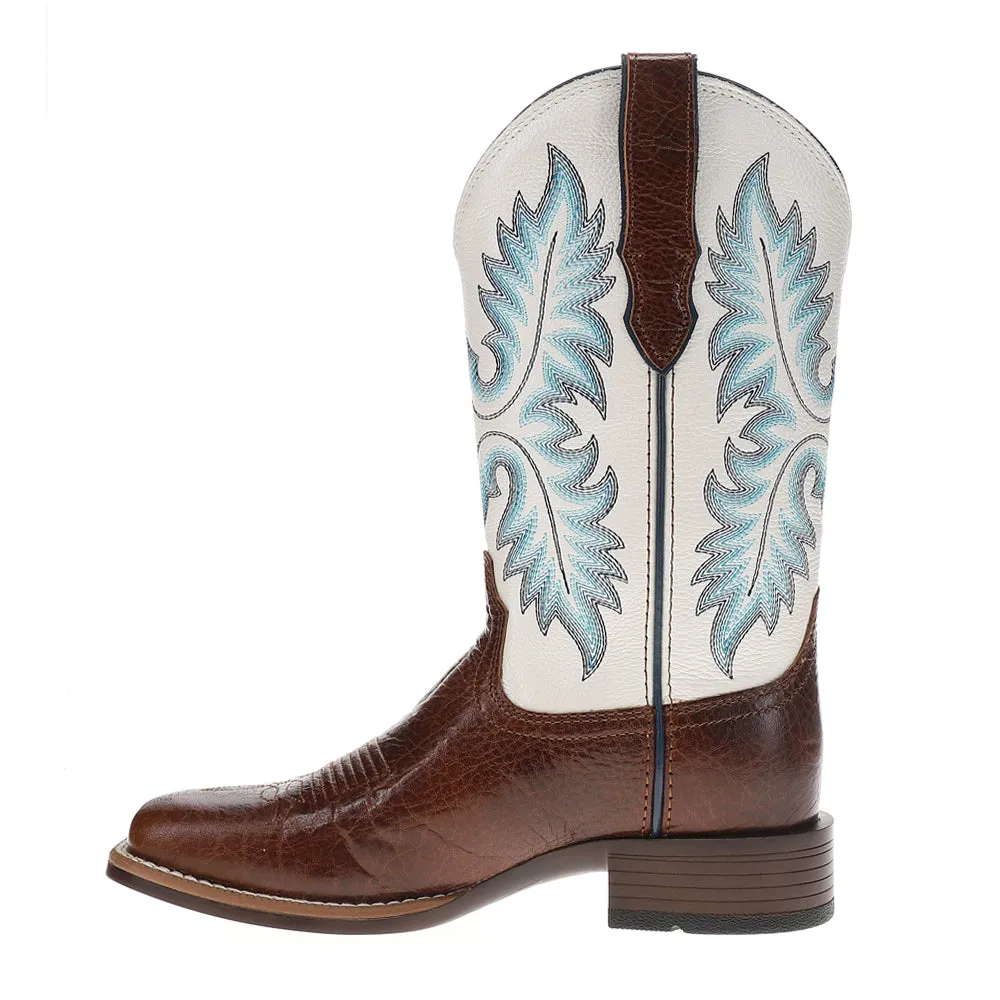 Canyon Point Embroidered Square Toe Pull On Cowboy Boots