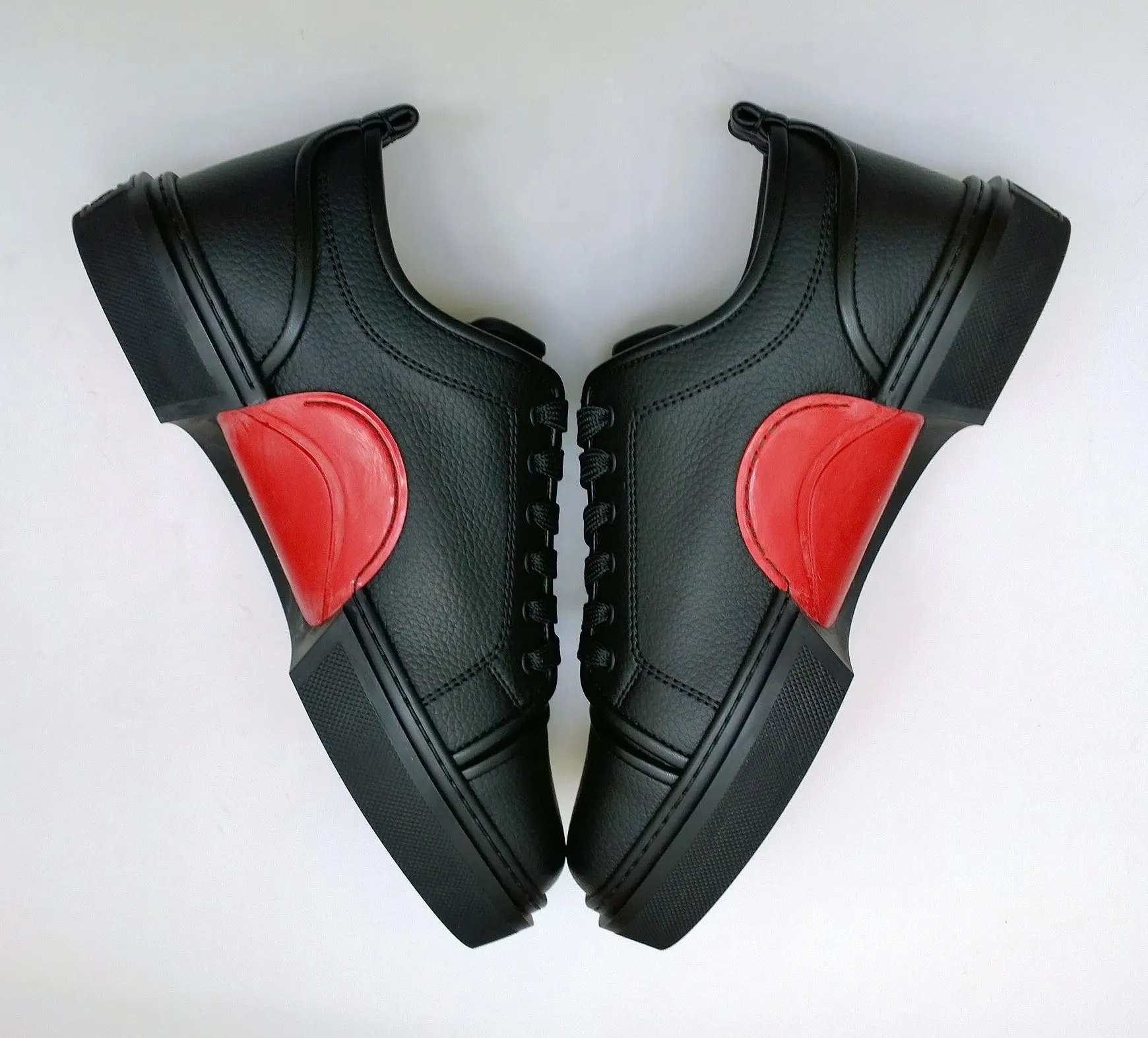 Christian Louboutin Adolon Junior Faux Leather Black Sneakers New in Box Ethical Vegan Shoes