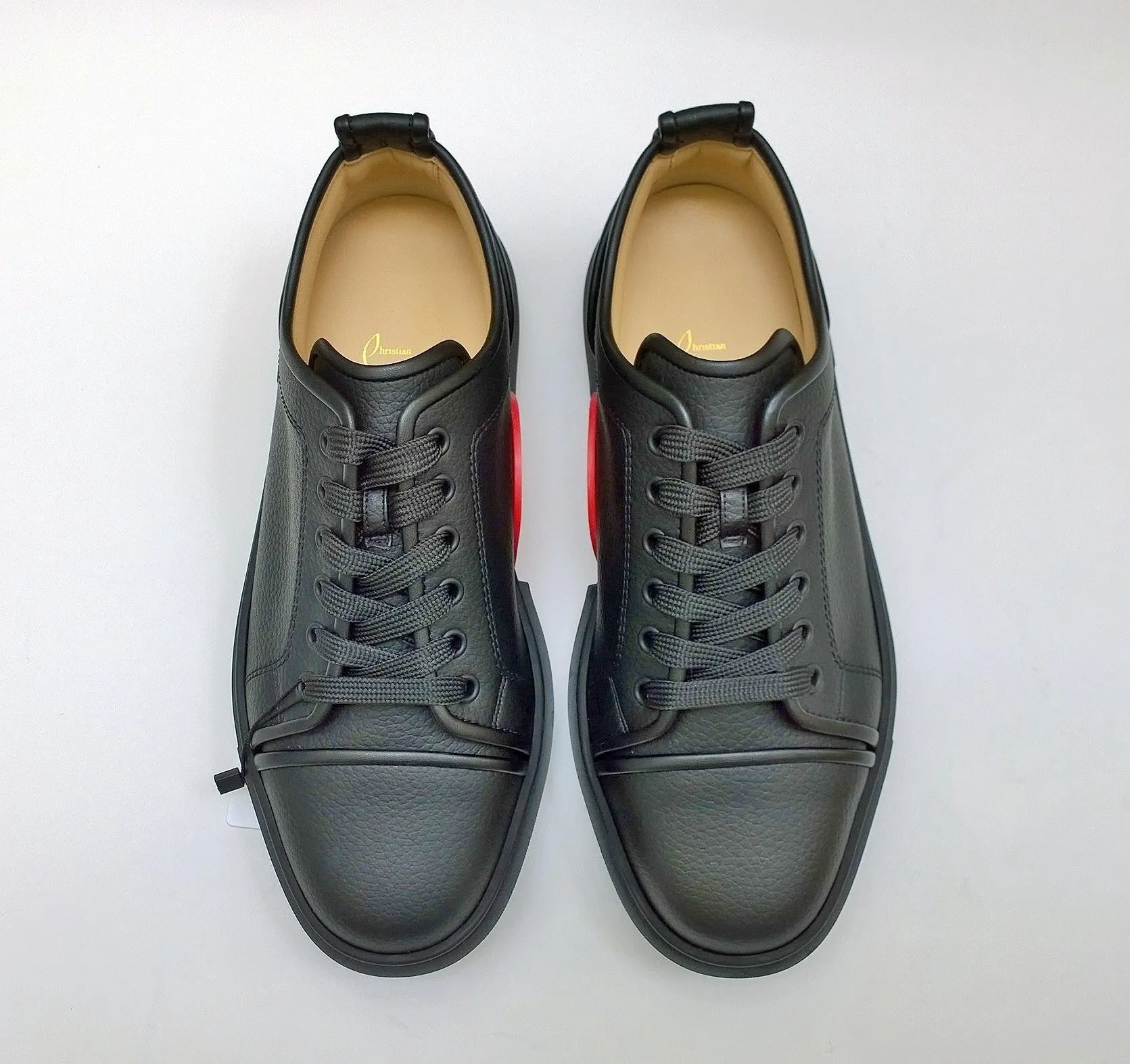 Christian Louboutin Adolon Junior Faux Leather Black Sneakers New in Box Ethical Vegan Shoes