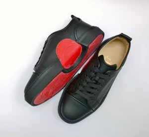 Christian Louboutin Adolon Junior Faux Leather Black Sneakers New in Box Ethical Vegan Shoes