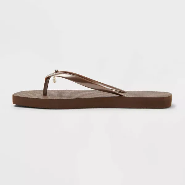 Women's Palmer with Charm Square Toe Flip Flops - Shade & Shore