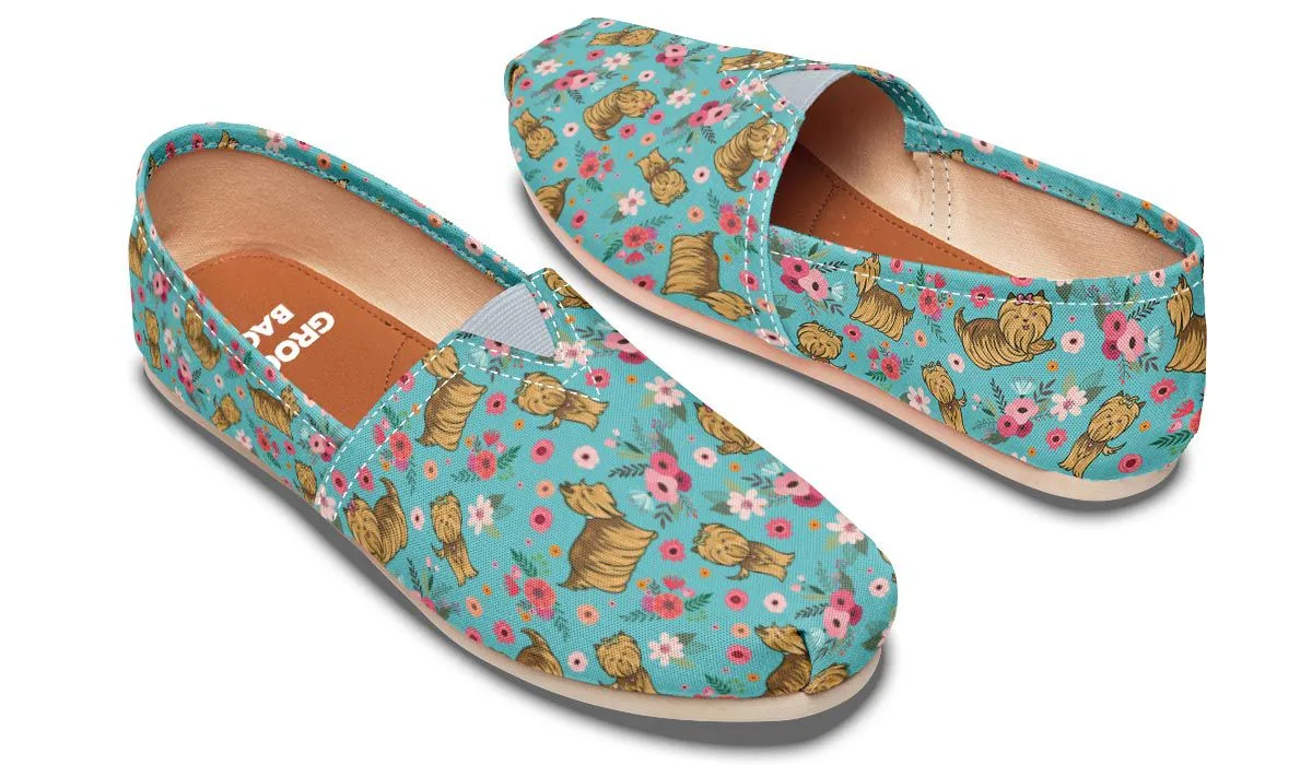 Yorkshire Terrier Flower Casual Shoes